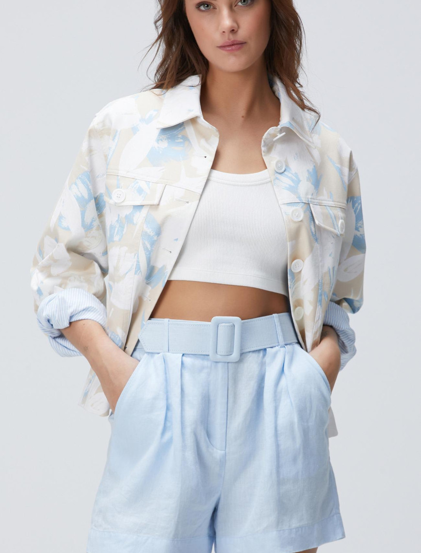 Network Kadın Açık Mavi Keten Şort Network Kadın Açık Mavi Keten Şort