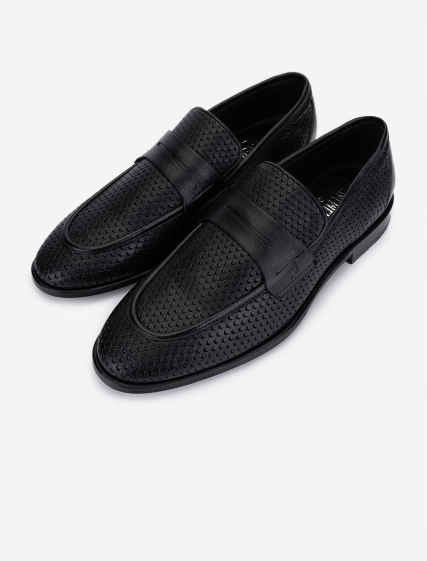 Valmenti Erkek Hakiki Deri Siyah Loafer Ayakkabı