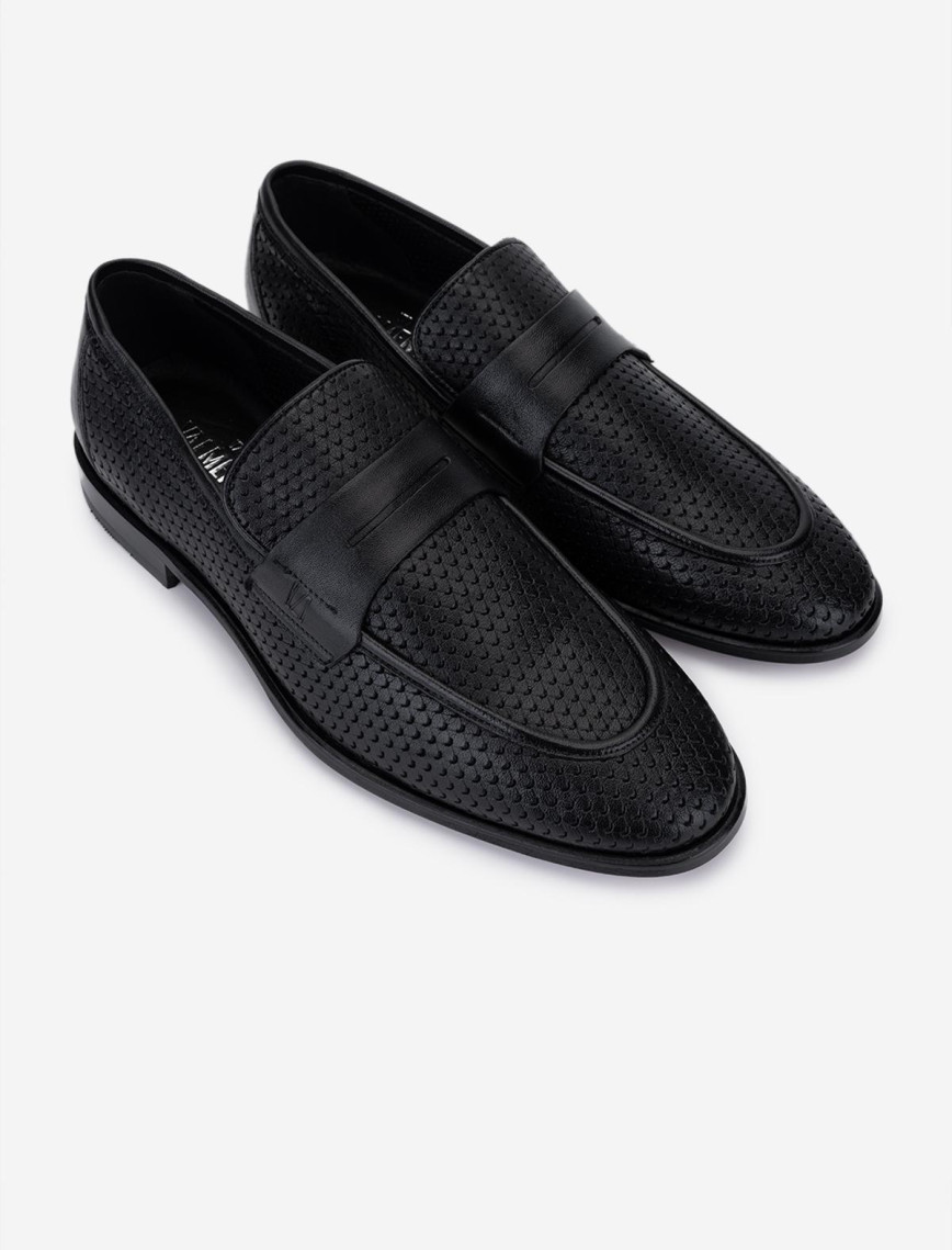 Valmenti Erkek Hakiki Deri Siyah Loafer Ayakkabı