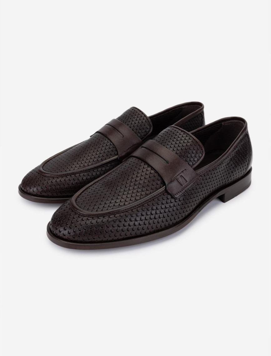 Valmenti Erkek Hakiki Deri Kahverengi Loafer Ayakkabı