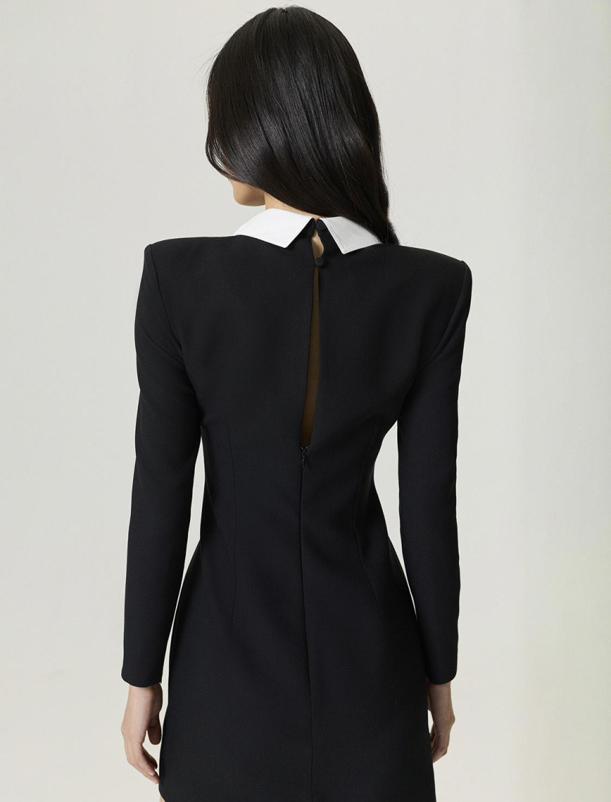 Kravat Yaka Mini Elbise