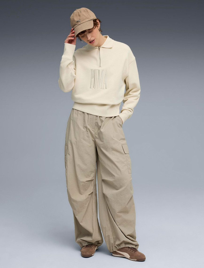 Puma Premium Essential Polo Crew Kadın Siyah Sweatshirt Puma Premium Essential Polo Crew Kadın Siyah Sweatshirt