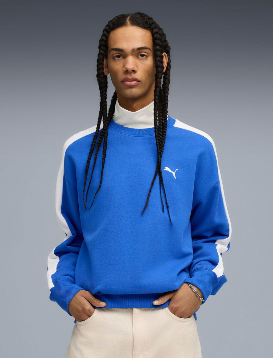 Puma T7 Relaxed Crew Erkek Siyah Sweatshirt Puma T7 Relaxed Crew Erkek Siyah Sweatshirt