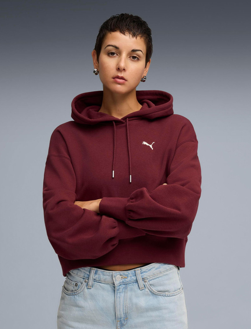 Puma Wardrobe Essential Cropped Kadın Kırmızı Sweatshirt Puma Wardrobe Essential Cropped Kadın Kırmızı Sweatshirt