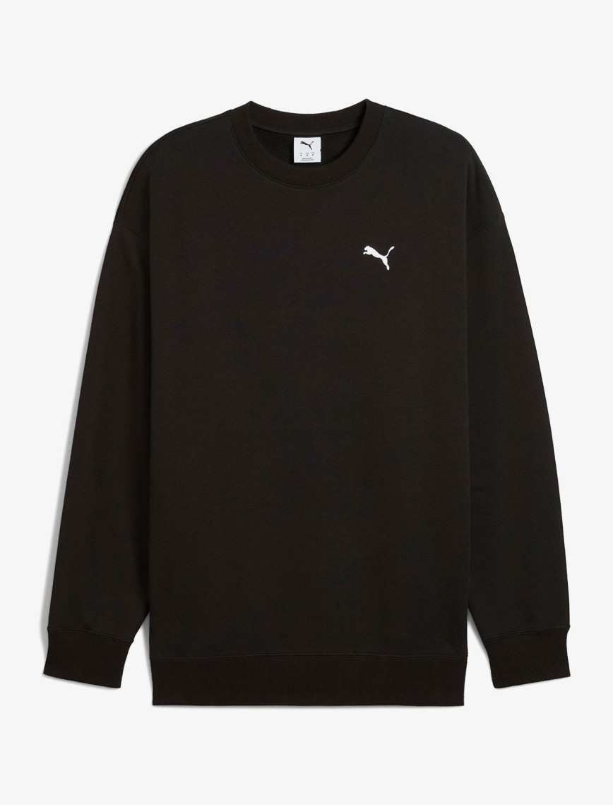 Puma Wardrobe Essential Relaxed Crew Erkek Siyah Sweatshirt