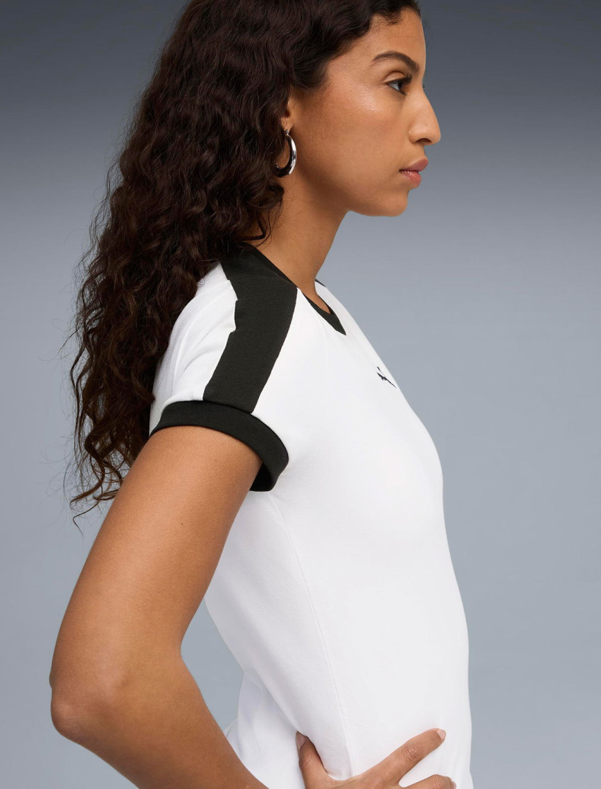 Puma T7 Slim Kadın Beyaz T-Shirt Puma T7 Slim Kadın Beyaz T-Shirt