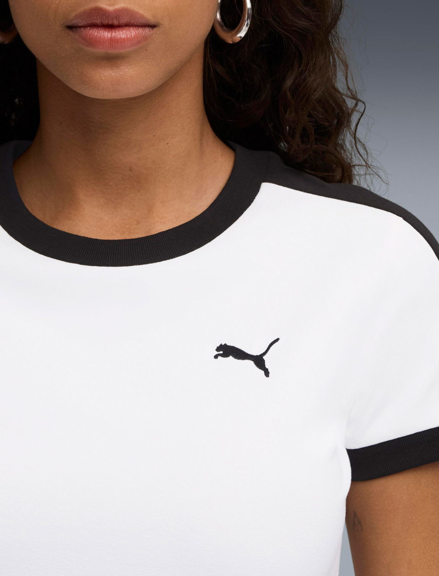 Puma T7 Slim Kadın Beyaz T-Shirt Puma T7 Slim Kadın Beyaz T-Shirt