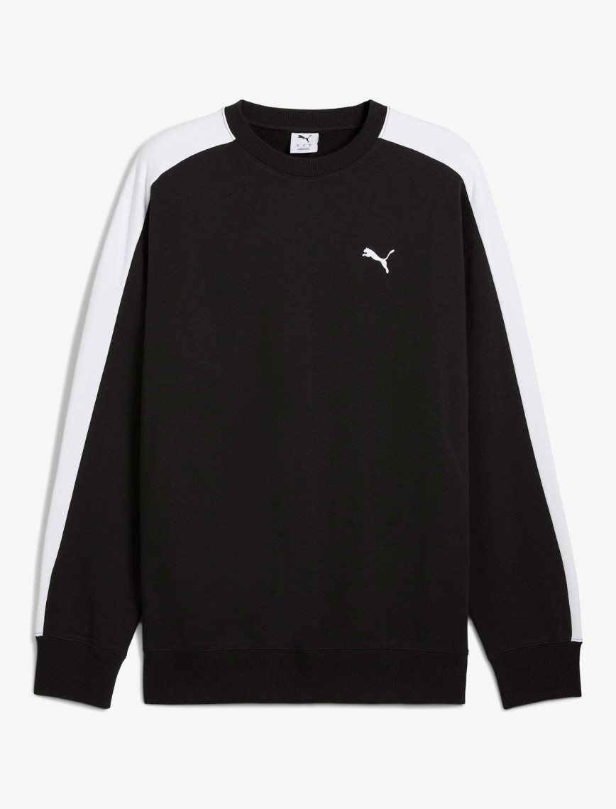 Puma T7 Relaxed Crew Erkek Siyah Sweatshirt Puma T7 Relaxed Crew Erkek Siyah Sweatshirt