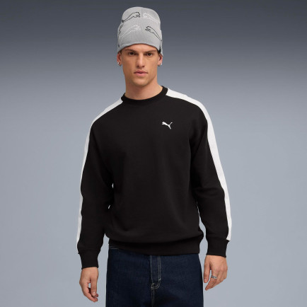 Puma T7 Relaxed Crew Erkek Siyah Sweatshirt Puma T7 Relaxed Crew Erkek Siyah Sweatshirt