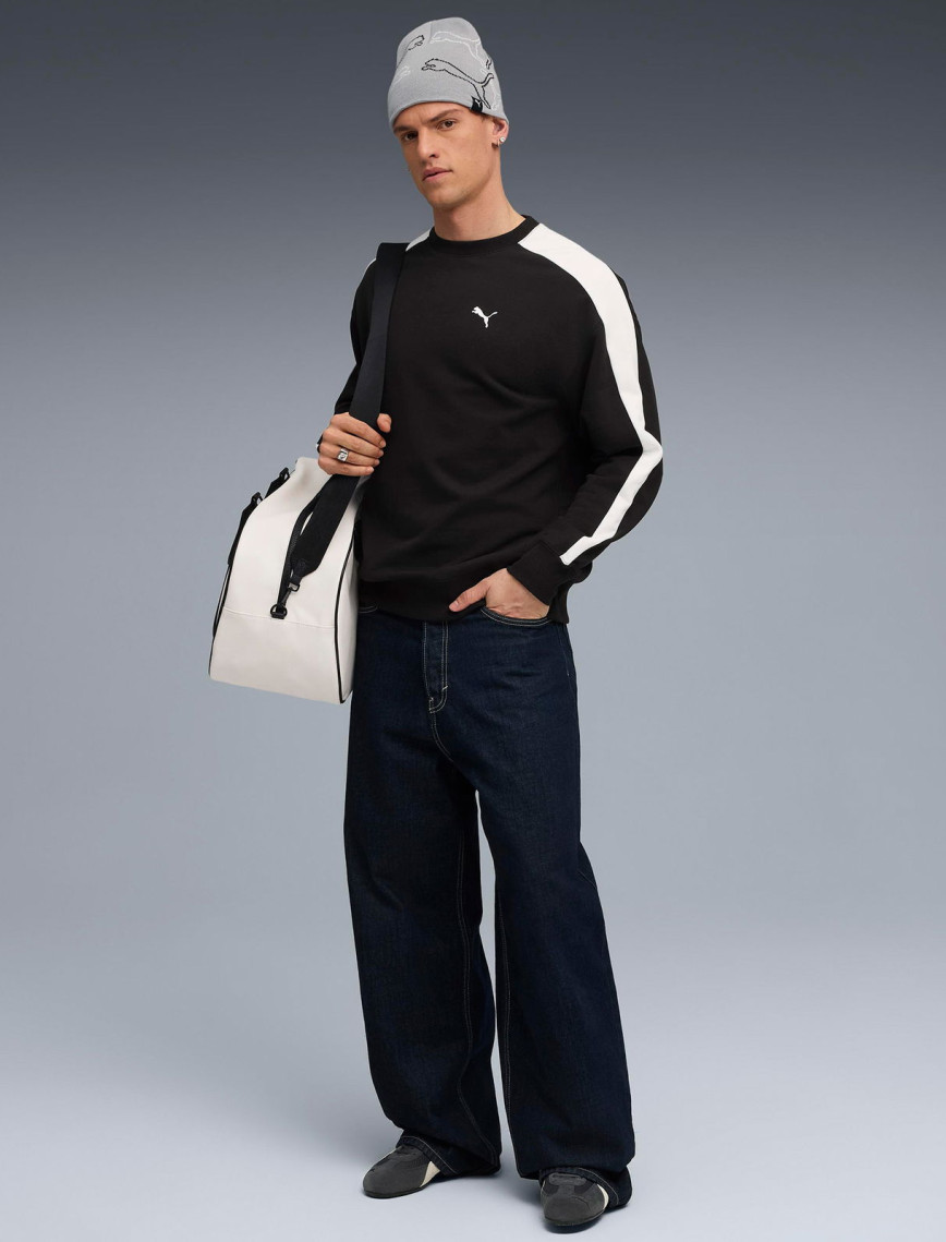 Puma T7 Relaxed Crew Erkek Siyah Sweatshirt Puma T7 Relaxed Crew Erkek Siyah Sweatshirt