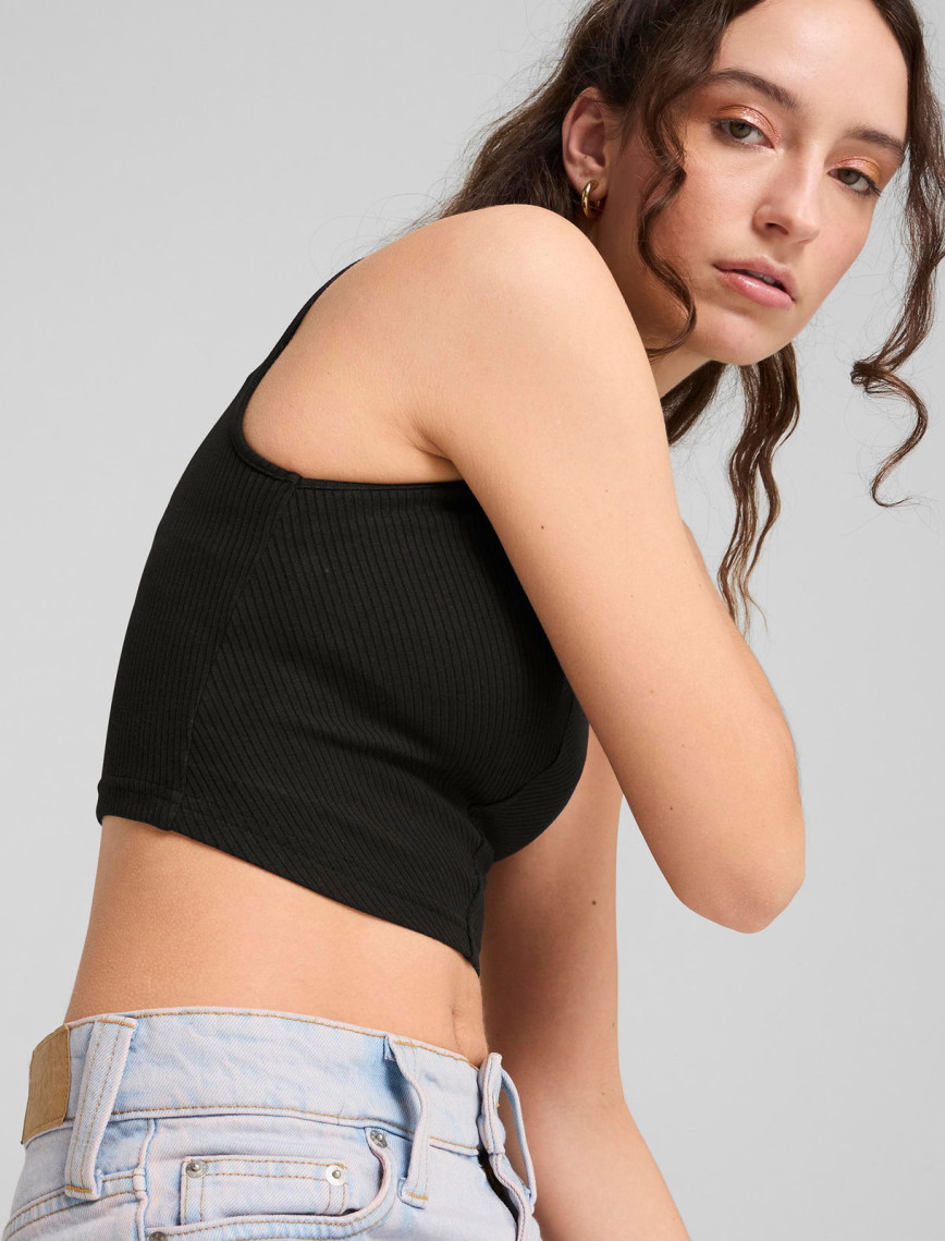 Puma Wardrobe Essential Ribbed Crop Top Kadın Siyah T-Shirt Puma Wardrobe Essential Ribbed Crop Top Kadın Siyah T-Shirt