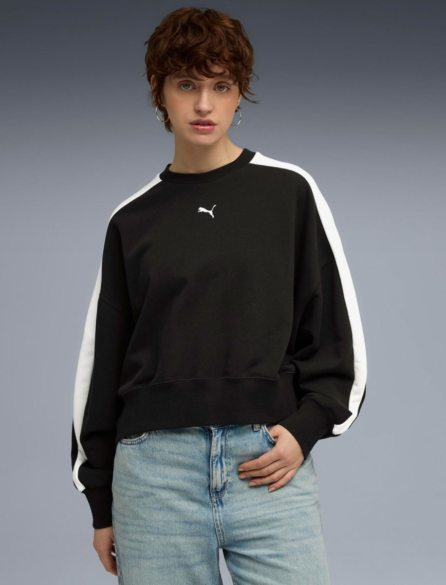 Puma T7 Over-Oversized Crew Kadın Siyah Sweatshirt Puma T7 Over-Oversized Crew Kadın Siyah Sweatshirt
