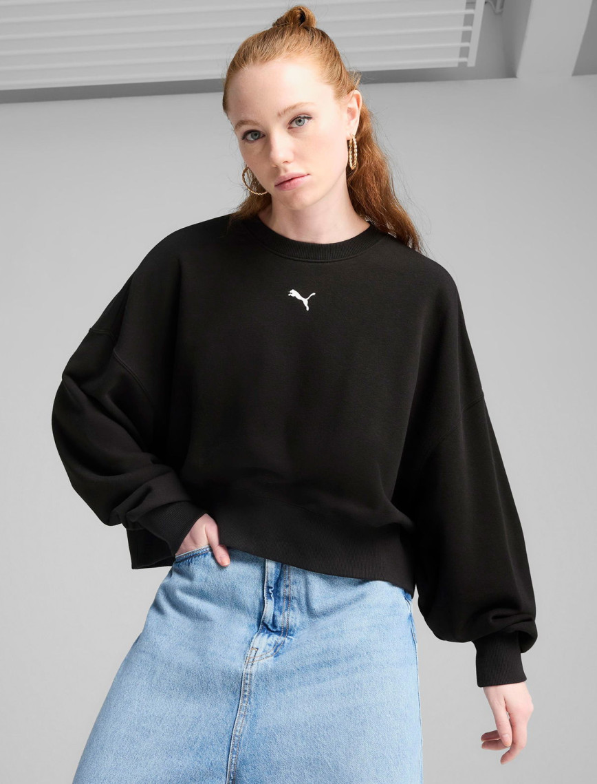 Puma Wardrobe Essential Crew Kadın Siyah Sweatshirt Puma Wardrobe Essential Crew Kadın Siyah Sweatshirt