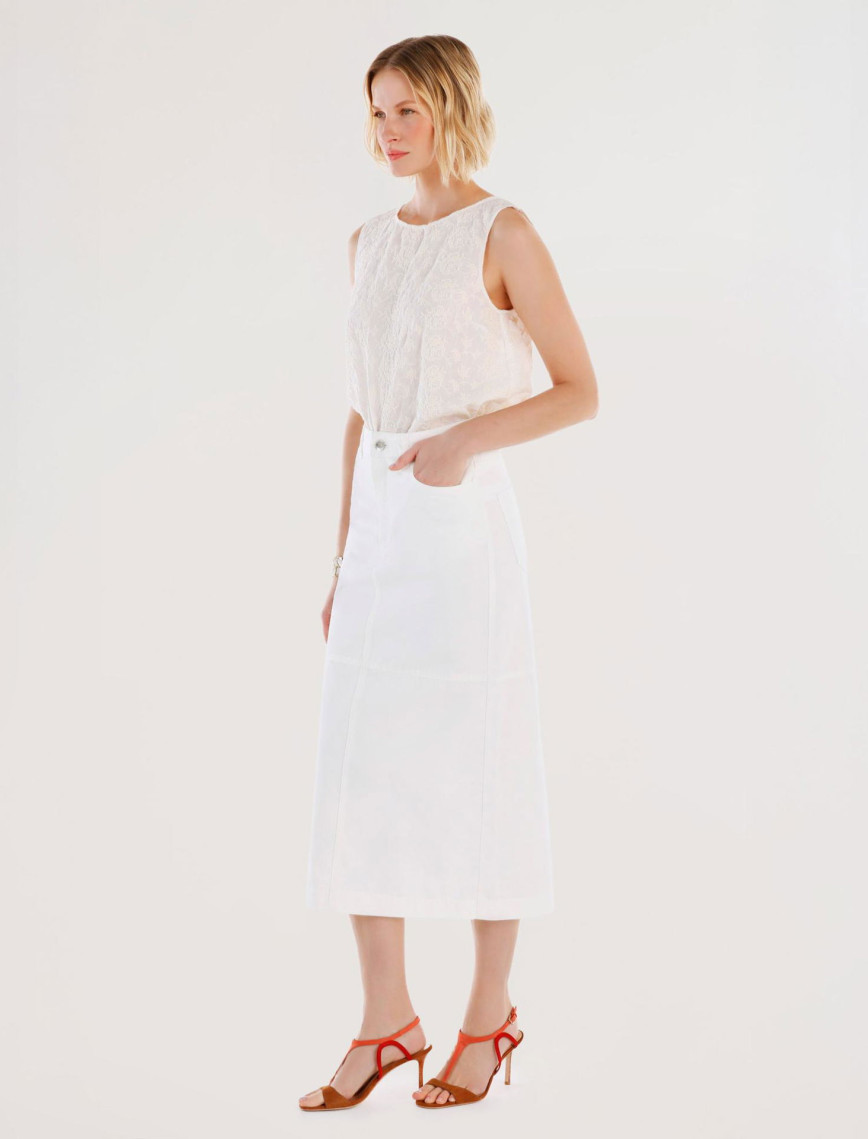 YARGICI Yırtmaç Detaylı Denim Etek YARGICI Yırtmaç Detaylı Denim Etek