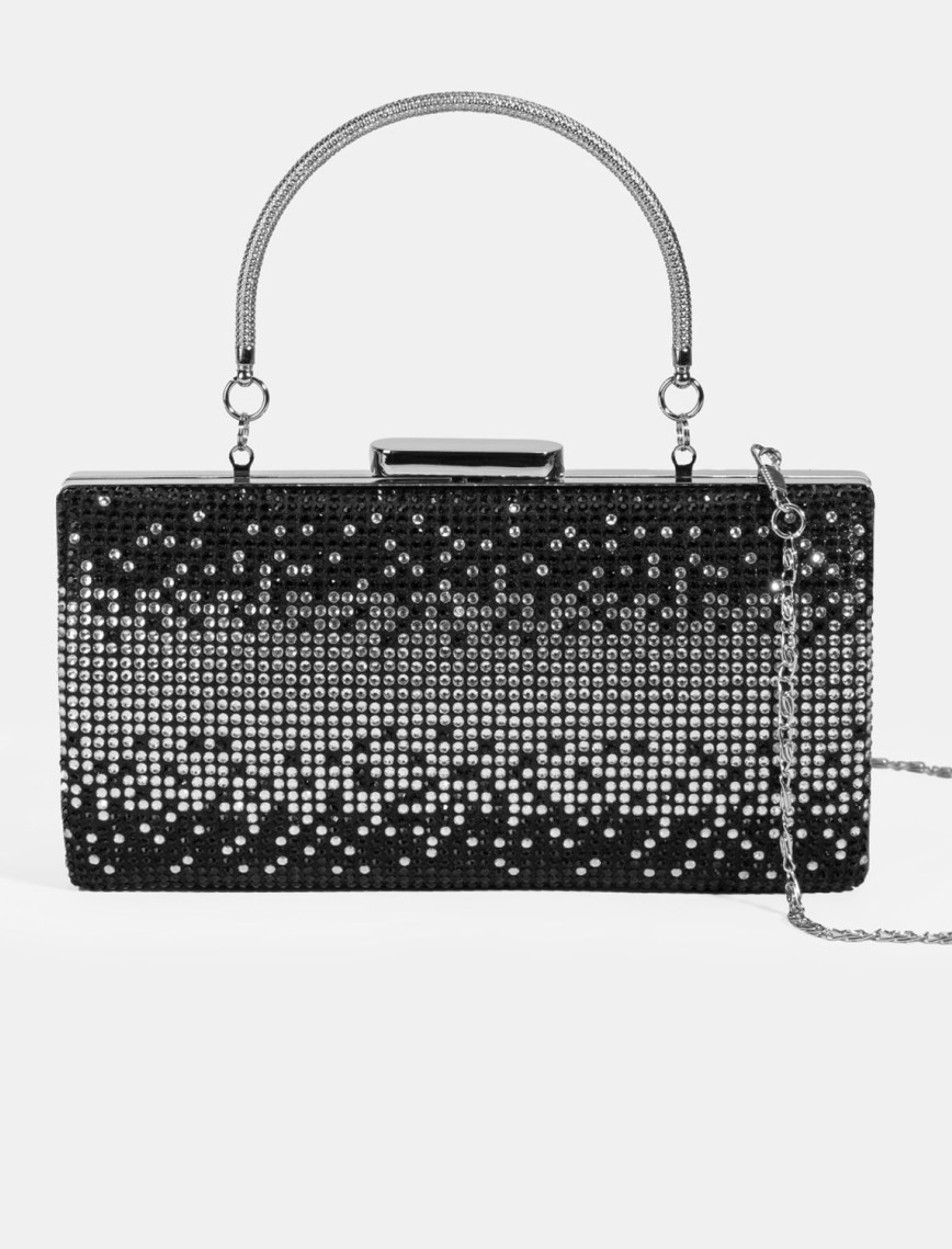 Kadın Siyah Taş Detaylı Gece El Çantası Kadın Siyah Taş Detaylı Gece El Çantası