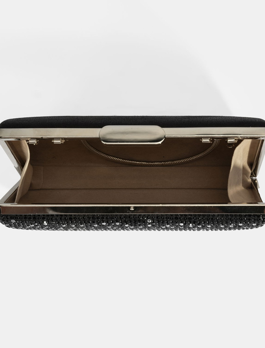 Kadın Siyah Taş Detaylı Gece El Çantası Kadın Siyah Taş Detaylı Gece El Çantası