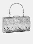 Kadın Gümüş Taş Detaylı Gece El Çantası Kadın Gümüş Taş Detaylı Gece El Çantası