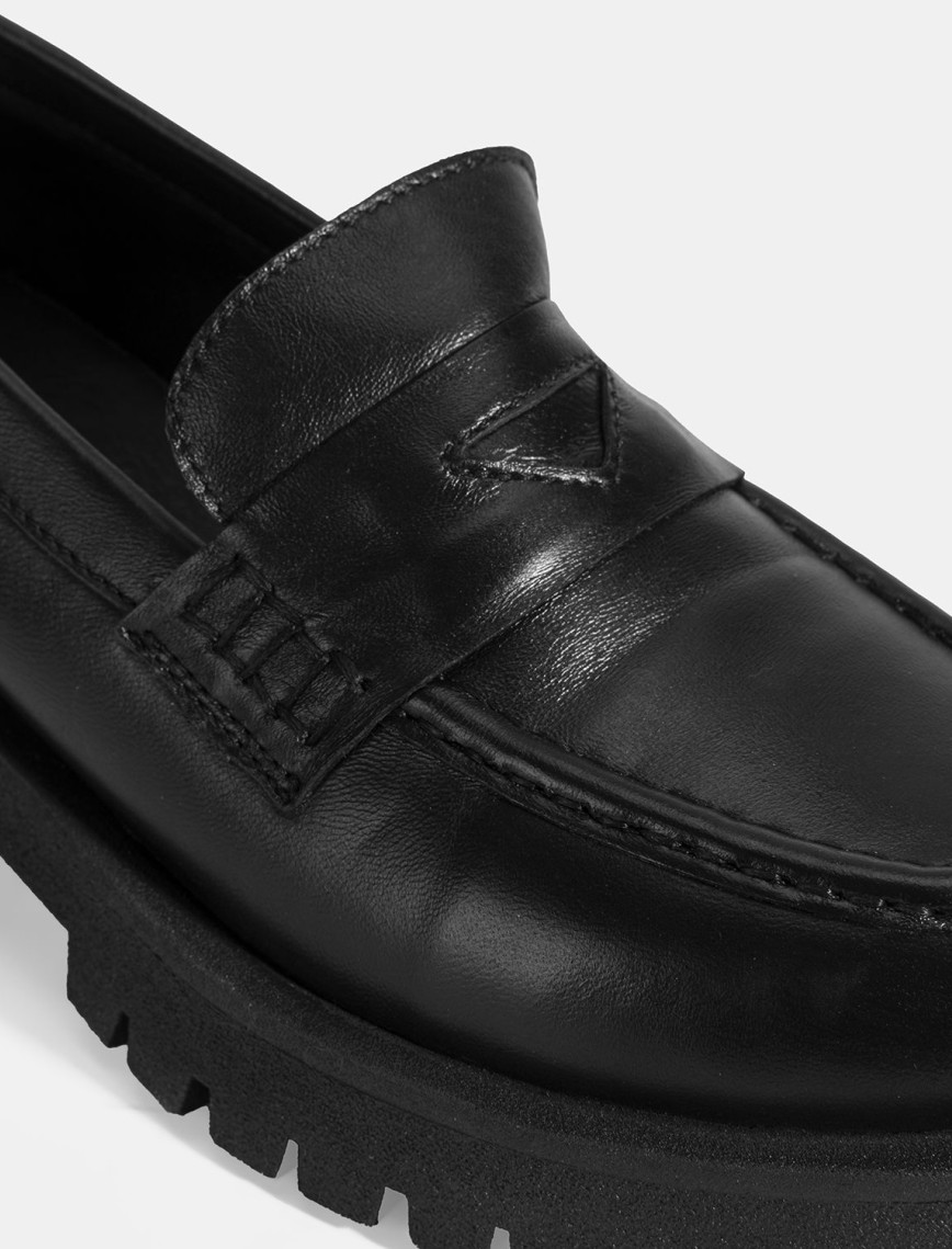 Kadın Siyah Deri Loafer Kadın Siyah Deri Loafer