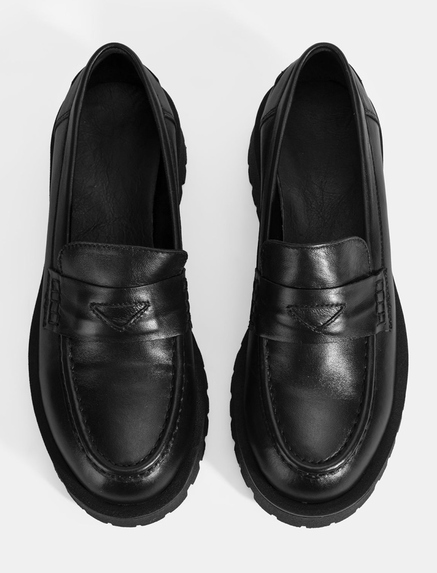 Kadın Siyah Deri Loafer Kadın Siyah Deri Loafer