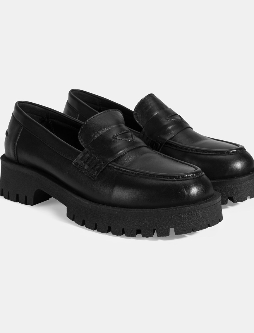 Kadın Siyah Deri Loafer Kadın Siyah Deri Loafer