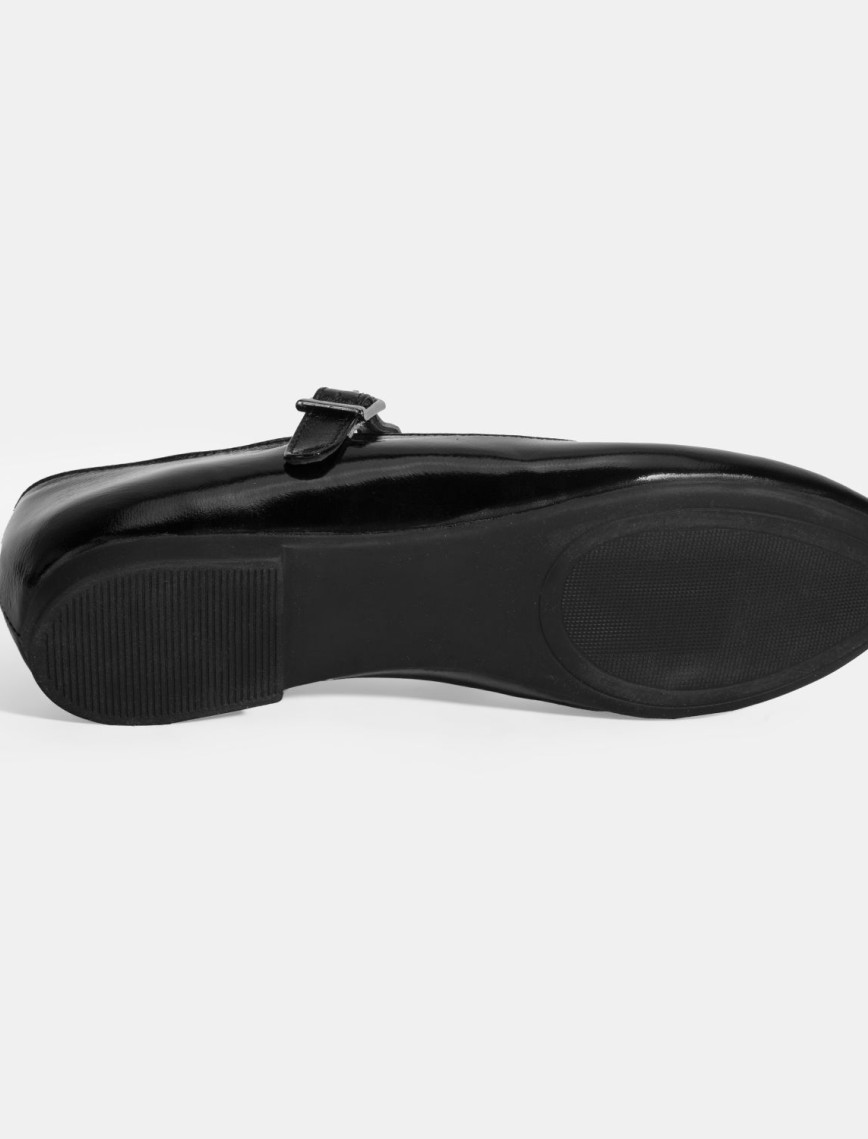 Kadın Siyah Ayarlanabilir Tokalı Deri Babet Kadın Siyah Ayarlanabilir Tokalı Deri Babet