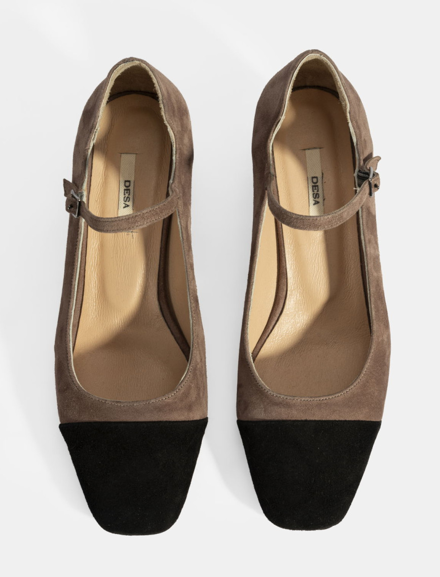 Kadın Vizon Ayarlanabilir Tokalı Süet Topuklu Ayakkabı Kadın Vizon Ayarlanabilir Tokalı Süet Topuklu Ayakkabı