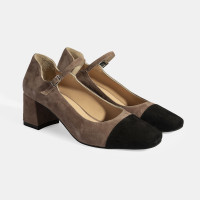 Kadın Vizon Ayarlanabilir Tokalı Süet Topuklu Ayakkabı Kadın Vizon Ayarlanabilir Tokalı Süet Topuklu Ayakkabı