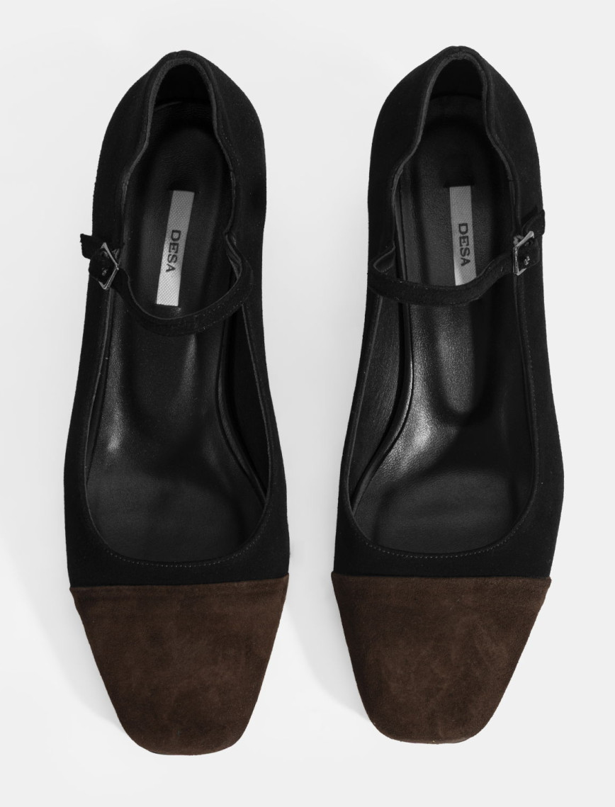 Kadın Siyah Ayarlanabilir Tokalı Süet Topuklu Ayakkabı Kadın Siyah Ayarlanabilir Tokalı Süet Topuklu Ayakkabı