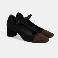 Kadın Siyah Ayarlanabilir Tokalı Süet Topuklu Ayakkabı Kadın Siyah Ayarlanabilir Tokalı Süet Topuklu Ayakkabı