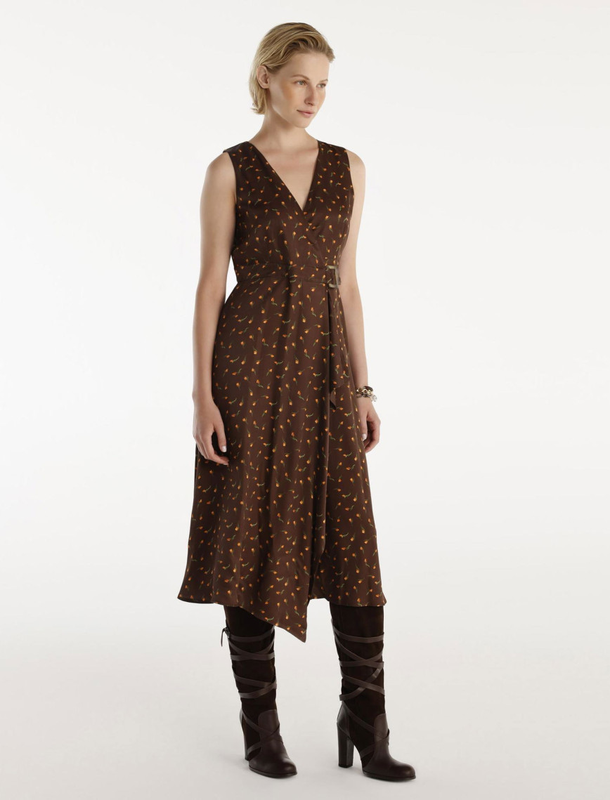 YARGICI Kemer Detaylı Kolsuz Kruvaze Midi Boy Elbise YARGICI Kemer Detaylı Kolsuz Kruvaze Midi Boy Elbise