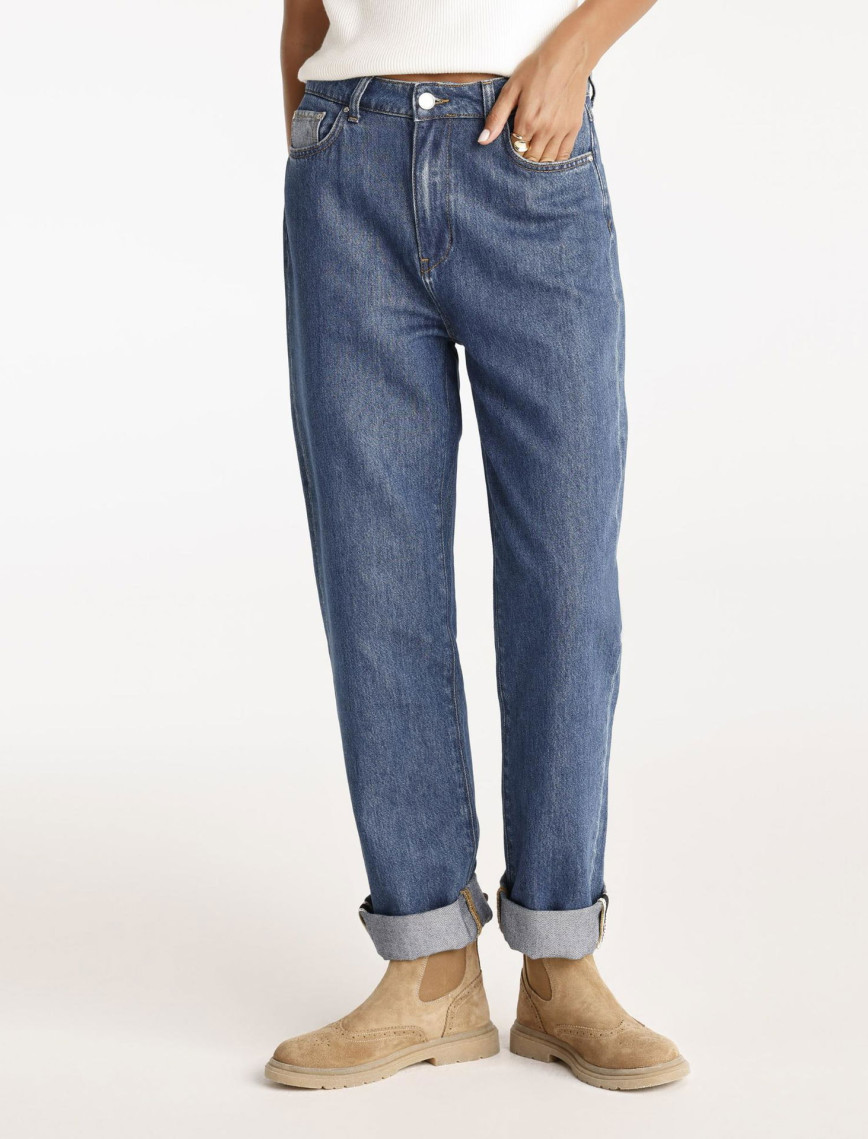 YARGICI Paça Katlamalı Yüksek Belli Düz Paça Pantolon YARGICI Paça Katlamalı Yüksek Belli Düz Paça Pantolon