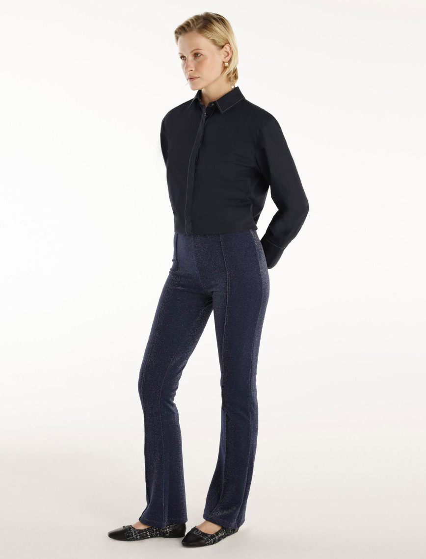 YARGICI Önü Dikişli Simli Geniş Paça Pantolon YARGICI Önü Dikişli Simli Geniş Paça Pantolon