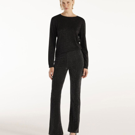 YARGICI Önü Dikişli Simli Geniş Paça Pantolon YARGICI Önü Dikişli Simli Geniş Paça Pantolon