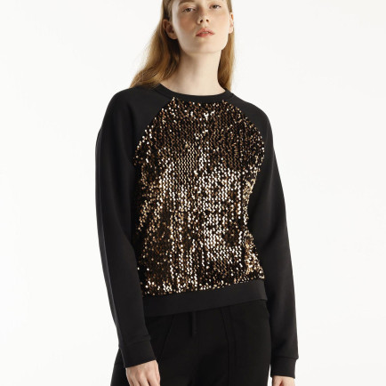 YARGICI Payetli Bisiklet Yaka Reglan Kol Sweatshirt YARGICI Payetli Bisiklet Yaka Reglan Kol Sweatshirt