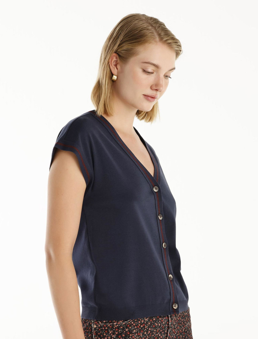 YARGICI V- Yakalı Kısa Kollu Triko YARGICI V- Yakalı Kısa Kollu Triko