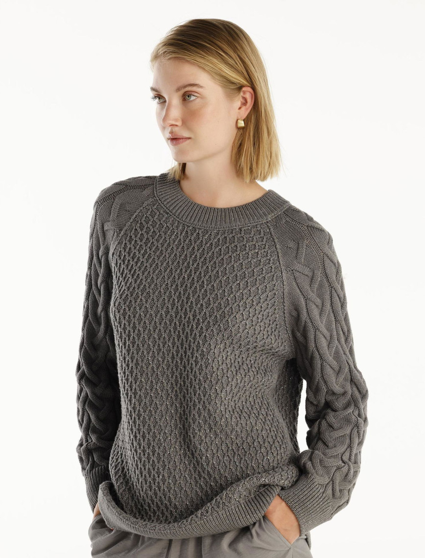 YARGICI Bisiklet Yakalı Simli Örgülü Kazak YARGICI Bisiklet Yakalı Simli Örgülü Kazak