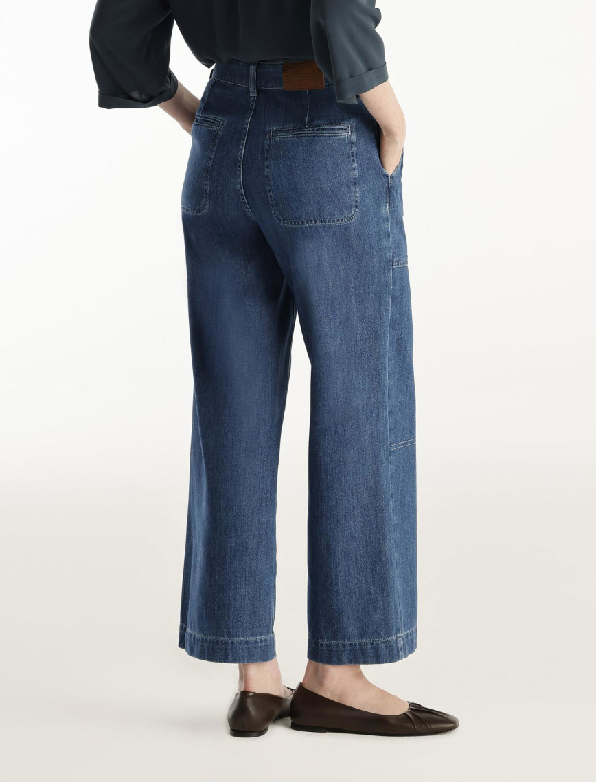 YARGICI Dikiş Detaylı Geniş Düz Kesim Yüksek Bel Denim Pantolon YARGICI Dikiş Detaylı Geniş Düz Kesim Yüksek Bel Denim Pantolon