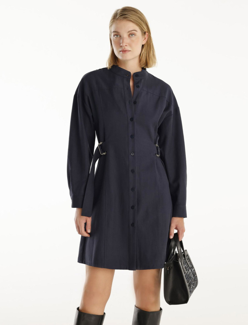 YARGICI Kemer Detaylı Uzun Kollu Hakim Yaka Kısa Gömlek Elbise YARGICI Kemer Detaylı Uzun Kollu Hakim Yaka Kısa Gömlek Elbise