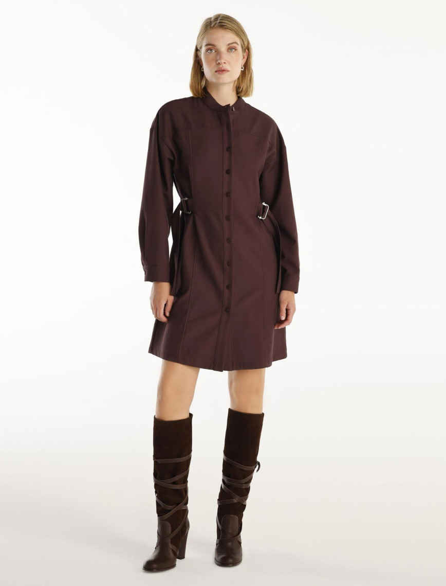 YARGICI Kemer Detaylı Uzun Kollu Hakim Yaka Kısa Gömlek Elbise YARGICI Kemer Detaylı Uzun Kollu Hakim Yaka Kısa Gömlek Elbise