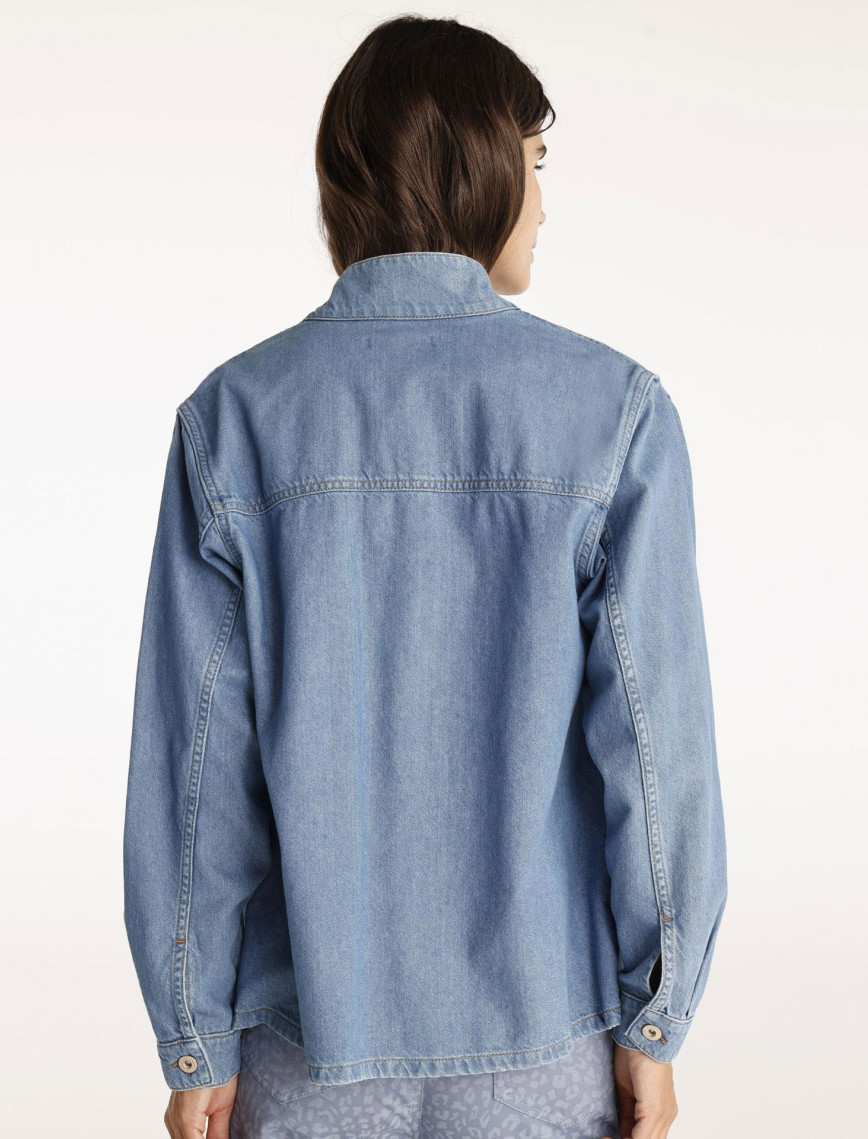 YARGICI Cepli Yüksek Yaka Denim Gömlek YARGICI Cepli Yüksek Yaka Denim Gömlek