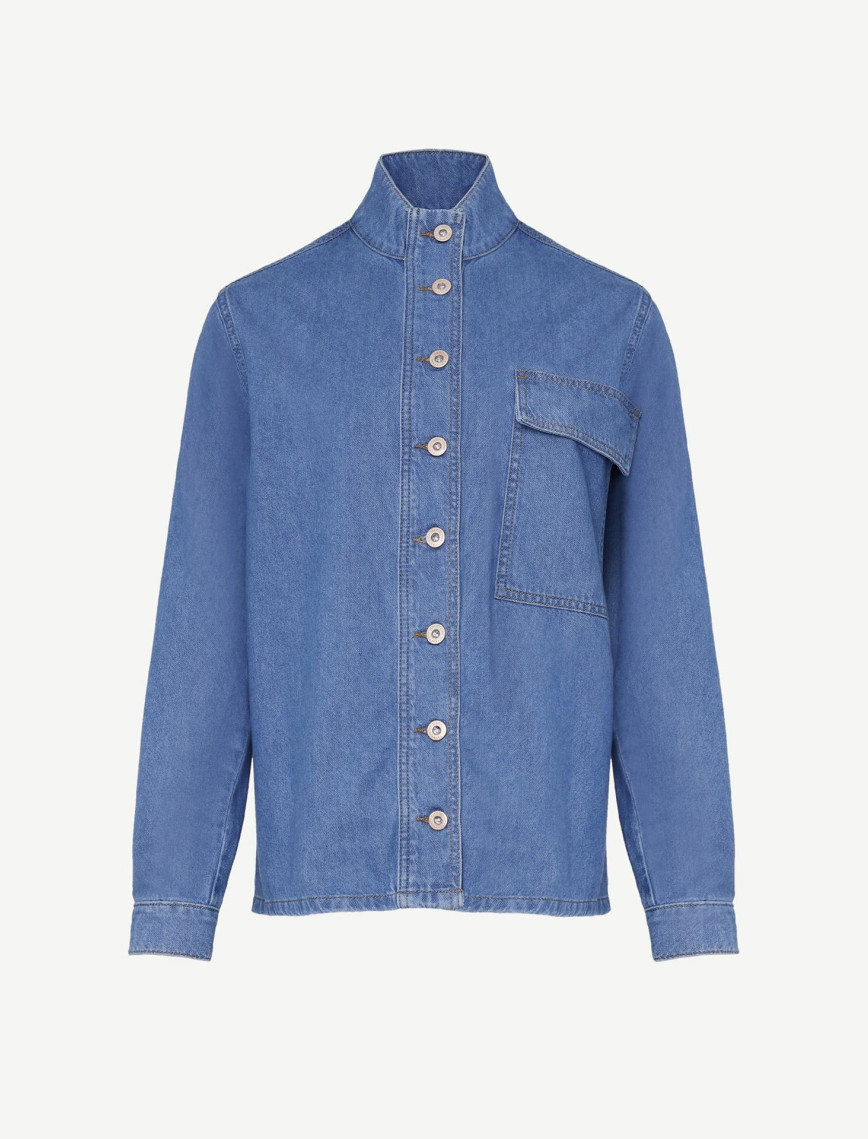 YARGICI Cepli Yüksek Yaka Denim Gömlek YARGICI Cepli Yüksek Yaka Denim Gömlek