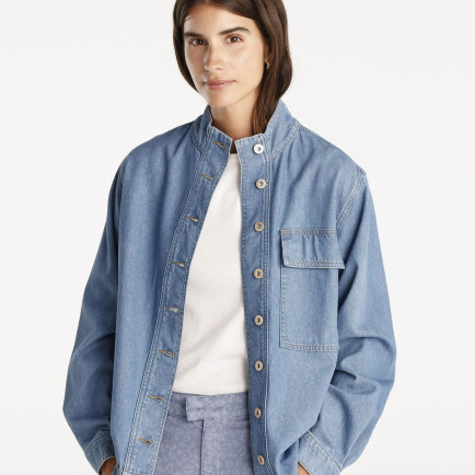 YARGICI Cepli Yüksek Yaka Denim Gömlek YARGICI Cepli Yüksek Yaka Denim Gömlek