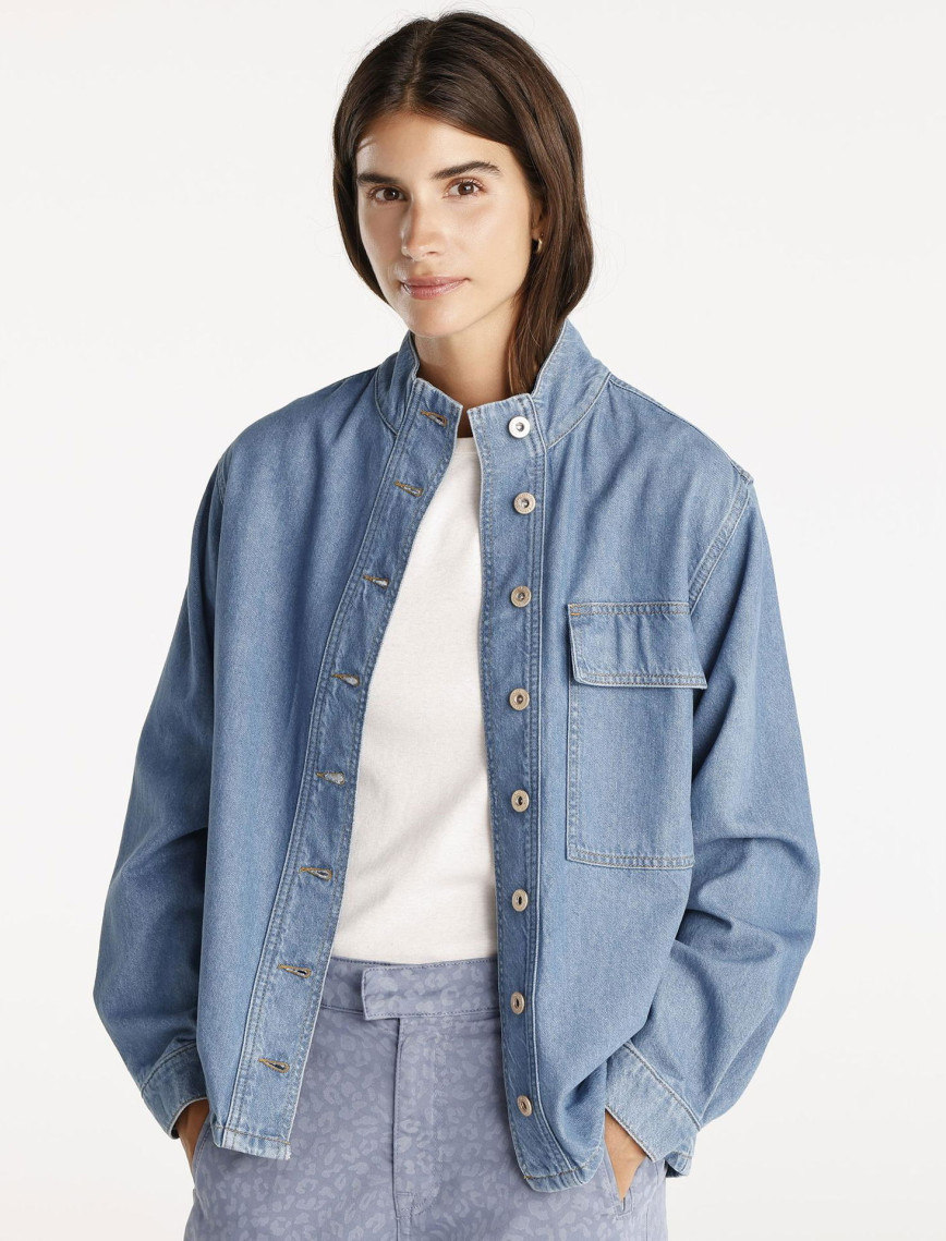 YARGICI Cepli Yüksek Yaka Denim Gömlek YARGICI Cepli Yüksek Yaka Denim Gömlek