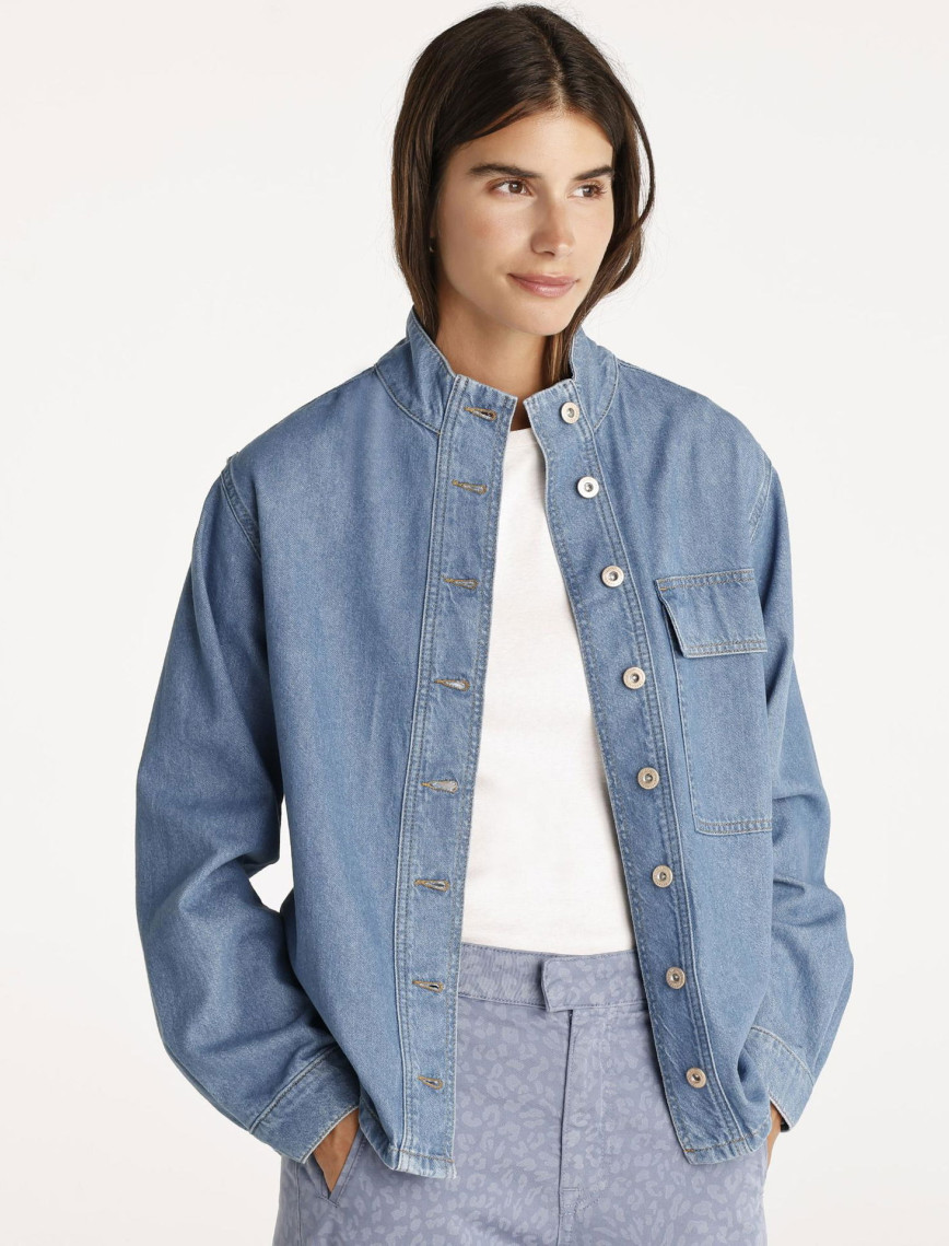 YARGICI Cepli Yüksek Yaka Denim Gömlek YARGICI Cepli Yüksek Yaka Denim Gömlek