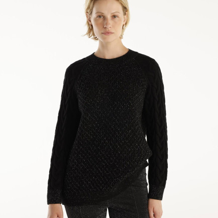 YARGICI Bisiklet Yakalı Simli Örgülü Kazak YARGICI Bisiklet Yakalı Simli Örgülü Kazak