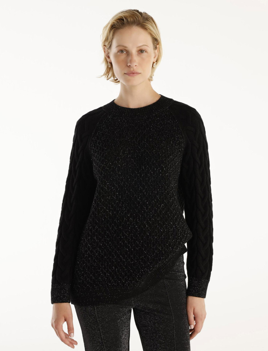 YARGICI Bisiklet Yakalı Simli Örgülü Kazak YARGICI Bisiklet Yakalı Simli Örgülü Kazak