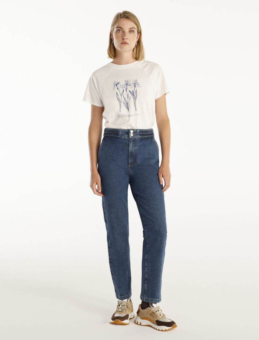 YARGICI Nakış Detaylı Yüksek Bel Denim Pantolon YARGICI Nakış Detaylı Yüksek Bel Denim Pantolon