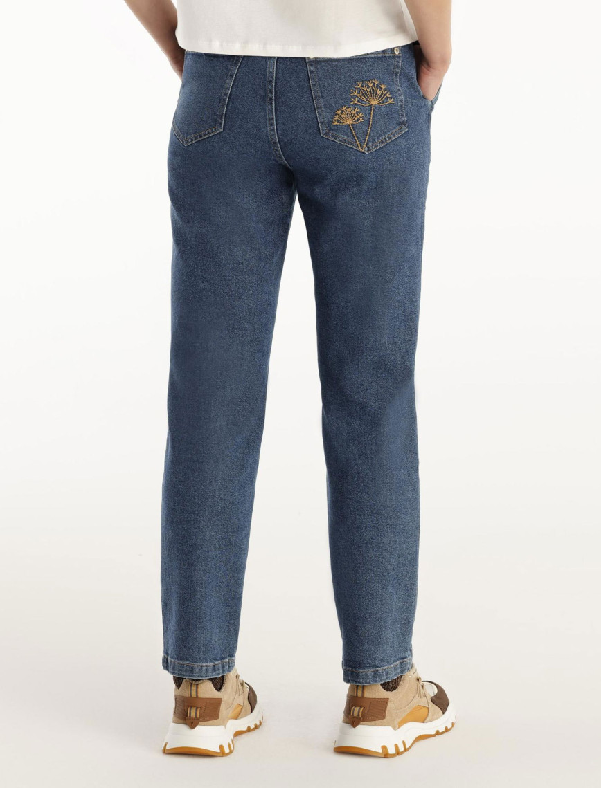 YARGICI Nakış Detaylı Yüksek Bel Denim Pantolon YARGICI Nakış Detaylı Yüksek Bel Denim Pantolon