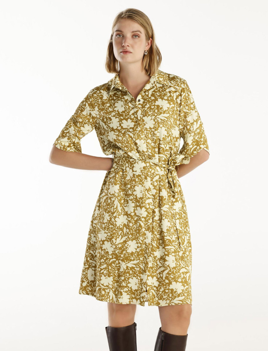 YARGICI Kuşaklı Uzun Kollu Gömlek Elbise YARGICI Kuşaklı Uzun Kollu Gömlek Elbise