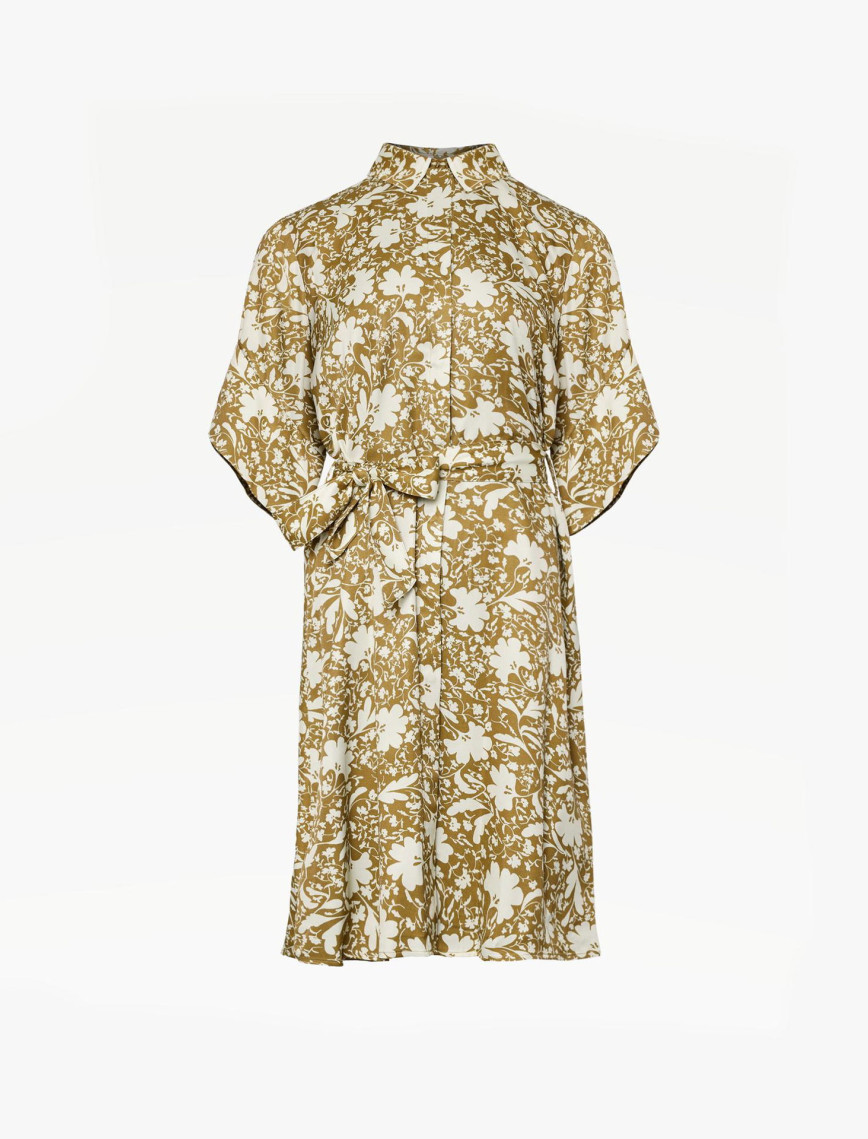 YARGICI Kuşaklı Uzun Kollu Gömlek Elbise YARGICI Kuşaklı Uzun Kollu Gömlek Elbise